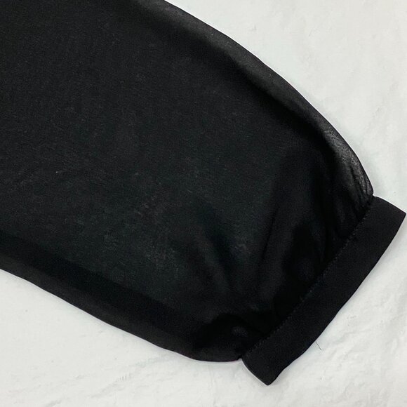 Express A Line Cocktail Dress Womens Black V-Neck Long Sleeve Elastic‎ Waist S - Picture 3 of 8